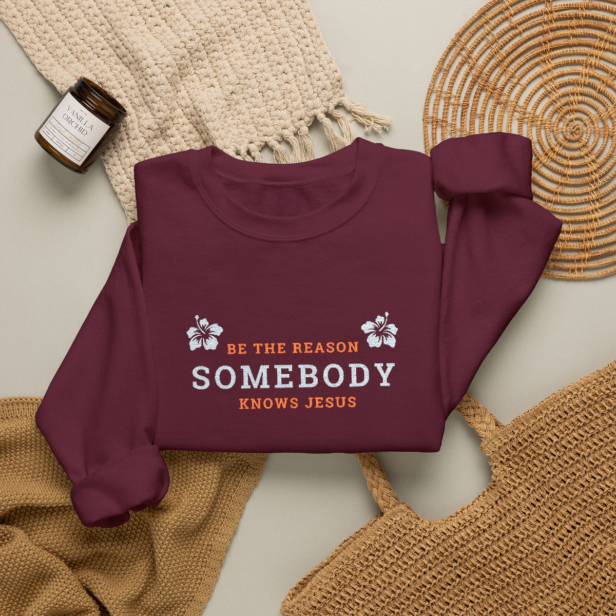 Be The Reason Somebody Knows Jesus™ Embroidery Crewneck Sweatshirt